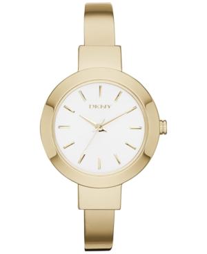Dkny Women's Stanhope Gold-tone Stainless Steel Bangle Bracelet Watch 28mm Ny2350
