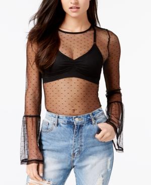 Minkpink Barroco Dot-print Mesh Top
