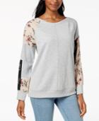 Style & Co Patchwork-sleeve Sweatshirt, Created For Macy's