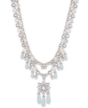 Marchesa Crystal & Blue Bead Double-row Pendant Necklace