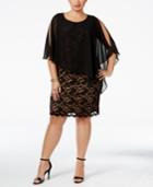 Connected Plus Size Overlay Lace Sheath Dress
