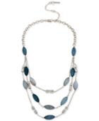 Kenneth Cole New York Silver-tone Blue Stone And Metallic Bead Layer Necklace