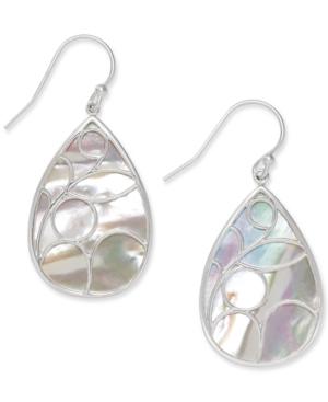 Mother Of Pearl Caged Teardrop Earrings In Sterling Silver