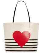 Kate Spade New York Yours Truly Heart Stripe Hallie Medium Tote