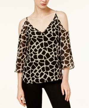 Bar Iii Cold-shoulder Giraffe-print Top, Only At Macy's