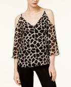 Bar Iii Cold-shoulder Giraffe-print Top, Only At Macy's