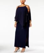 Xscape Plus Size Embellished Chiffon-overlay Gown