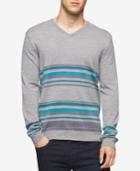 Calvin Klein Men's Merino Striped V-neck Sweater