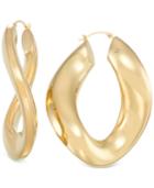 Signature Gold Wavy Bold Hoop Earrings In 14k Gold