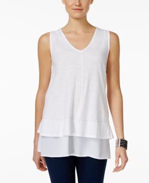 Two By Vince Camuto Sleeveless Layered-hem Top