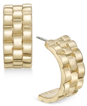 Charter Club Gold-tone Basketweave Half Hoop Earrings, Only At Macy's
