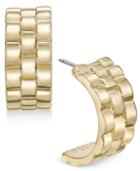 Charter Club Gold-tone Basketweave Half Hoop Earrings, Only At Macy's