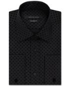 Sean John Classic Fit Black Velvet Patterned French Cuff Dress Shirt