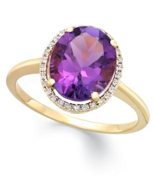Amethyst (3 Ct. T.w.) And Diamond (1/8 Ct. T.w.) Ring In 14k Gold