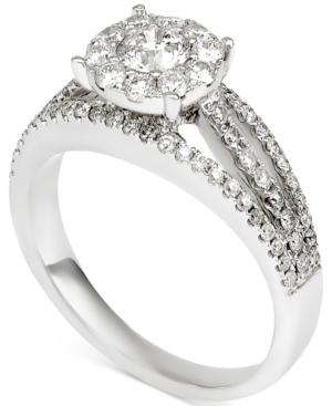 Diamond Halo Engagement Ring (1-1/10 Ct. T.w.) In 14k White Gold
