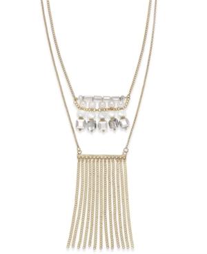 Inc International Concepts Gold-tone White Stone Fringe Necklace, Only At Macy's
