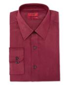 Alfani Fitted Performance Stretch Easy Care Spiced Wine Square Textured Solid Dress Shirt, Only At Macy's
