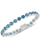 London Blue Topaz Rope-frame Link Bracelet (16 Ct. T.w.) In Sterling Silver