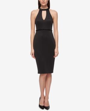 Guess Beaded Choker Keyhole Sheath Dress