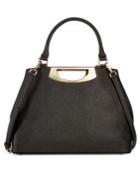 Calvin Klein Saffiano Leather Satchel With Cutout Metal Handle