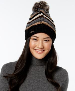 Steve Madden Chevron Pom Pom Beanie