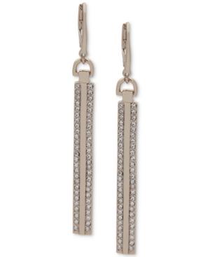 Dkny Gold-tone Pave Linear Drop Earrings