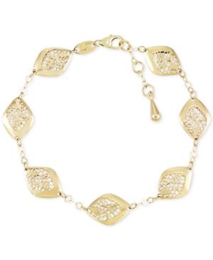 Filigree Marquise Link Bracelet In 14k Gold