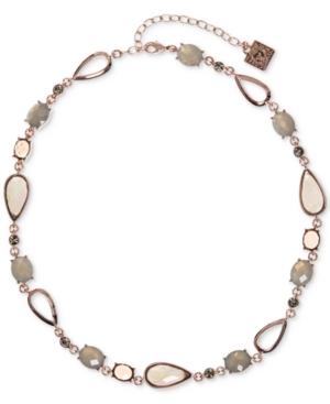 Anne Klein Rose Gold-tone Multi-stone Collar Necklace