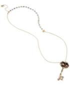 Betsey Johnson Gold-tone Crystal Cluster Key Pendant Necklace