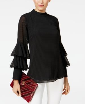 Alfani Textured Tiered-sleeve Top, Created For Macy's
