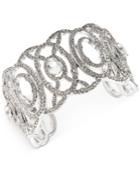 Jenny Packham Silver-tone Crystal Openwork Cuff Bracelet