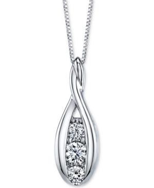 Sirena Diamond Three-stone Pendant Necklace (1/2 Ct. T.w.) In 14k White Gold