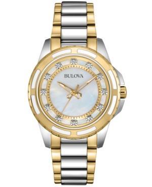 Bulova Women's Diamond Accent Two-tone Stainless Steel Bracelet Watch 32mm 98p140