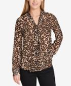 Tommy Hilfiger Printed Tie-neck Blouse, Created For Macy's