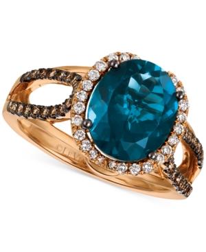Le Vian Chocolatier London Blue Topaz (4 Ct. T.w.) And Diamond (3/8 Ct. T.w.) Ring In 14k Rose Gold, Only At Macy's