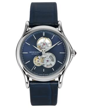 Emporio Armani Swiss Men's Classic Automatic Blue Alligator Leather Strap Watch 42mm