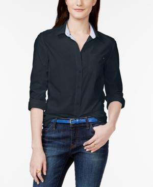 Tommy Hilfiger Cotton Roll-tab Shirt, Created For Macy's