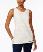 Charter Club Mixed Lace-front Tank Top, Only At Macy's