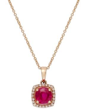 Rosa By Effy Ruby (1 Ct. T.w.) And Diamond Accent Square Pendant In 14k Rose Gold