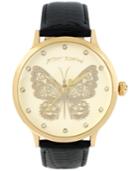 Betsey Johnson Women's Gold-tone Butterfly Patent Leather Strap Watch 42mm Bj00496-16