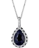Sapphire (4-1/2 Ct. T.w.) & White Sapphire (1/4 Ct. T.w.) 18 Pendant Necklace In 10k White Gold