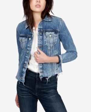 Lucky Brand Cotton Frayed-hem Denim Jacket