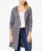 Say What? Juniors' Striped Hooded Duster Cardigan