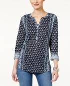 Style & Co. Mixed-print Peasant Top, Only At Macy's
