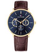 Tommy Hilfiger Men's Brown Leather Strap Watch 40mm, Created For Macy's