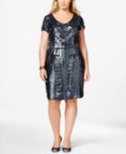 Adrianna Papell Plus Size Beaded Sequin Sheath Dress