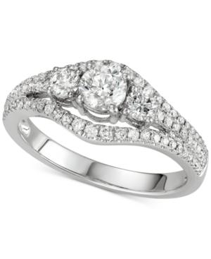 Diamond 3-stone Engagement Ring (1 Ct. T.w.) In 14k White Gold