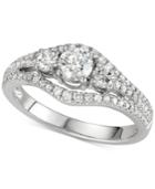Diamond 3-stone Engagement Ring (1 Ct. T.w.) In 14k White Gold