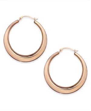 10k Rose Gold Earrings, Polished Gradient Key Hoops