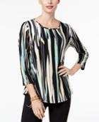 Jm Collection Printed 3/4-sleeve Top, Created For Macy's